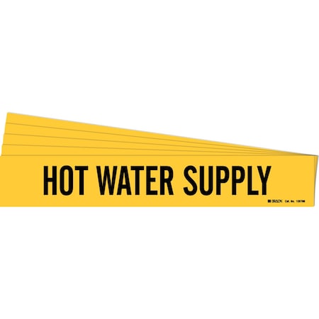 Brady HOT WATER SUPPLY Pipe Marker Style 1 Polyester Black on Yellow 1 per Card, 5 PK 105780-PK